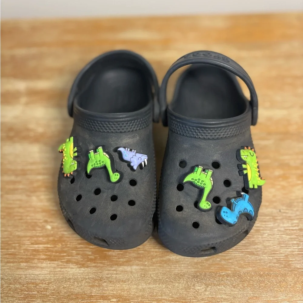 CROCS Black Water‎ Shoes Classic Comfort with Dinosaurs